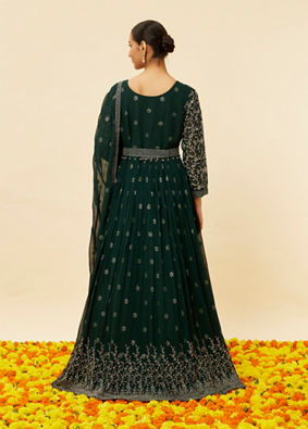 Fern Green Sequin Embroidered Anarkali Suit image number 4